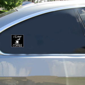I Love Coffee Black White Square Decal - Car Decals - U.S. Custom Stickers
