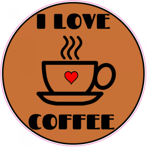 I Love Coffee Brown Circle Decal - U.S. Custom Stickers