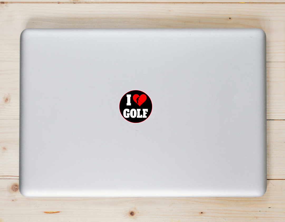 I Love Golf Sticker - Laptop Decal - U.S. Custom Stickers