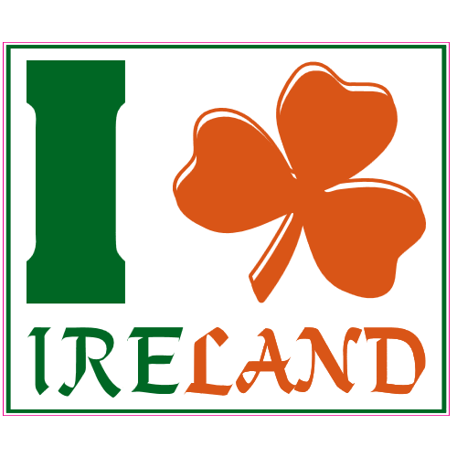 I Love Ireland Shamrock Sticker - U.S. Custom Stickers