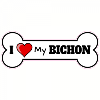 I Love My Bichon Dog Bone Decal - U.S. Customer Stickers