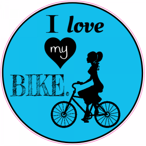 I Love My Bike Girl Circle Sticker - U.S. Custom Stickers