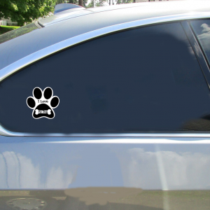 I Love My Dog Paw Print Sticker - Car Decals - U.S. Custom Stickers