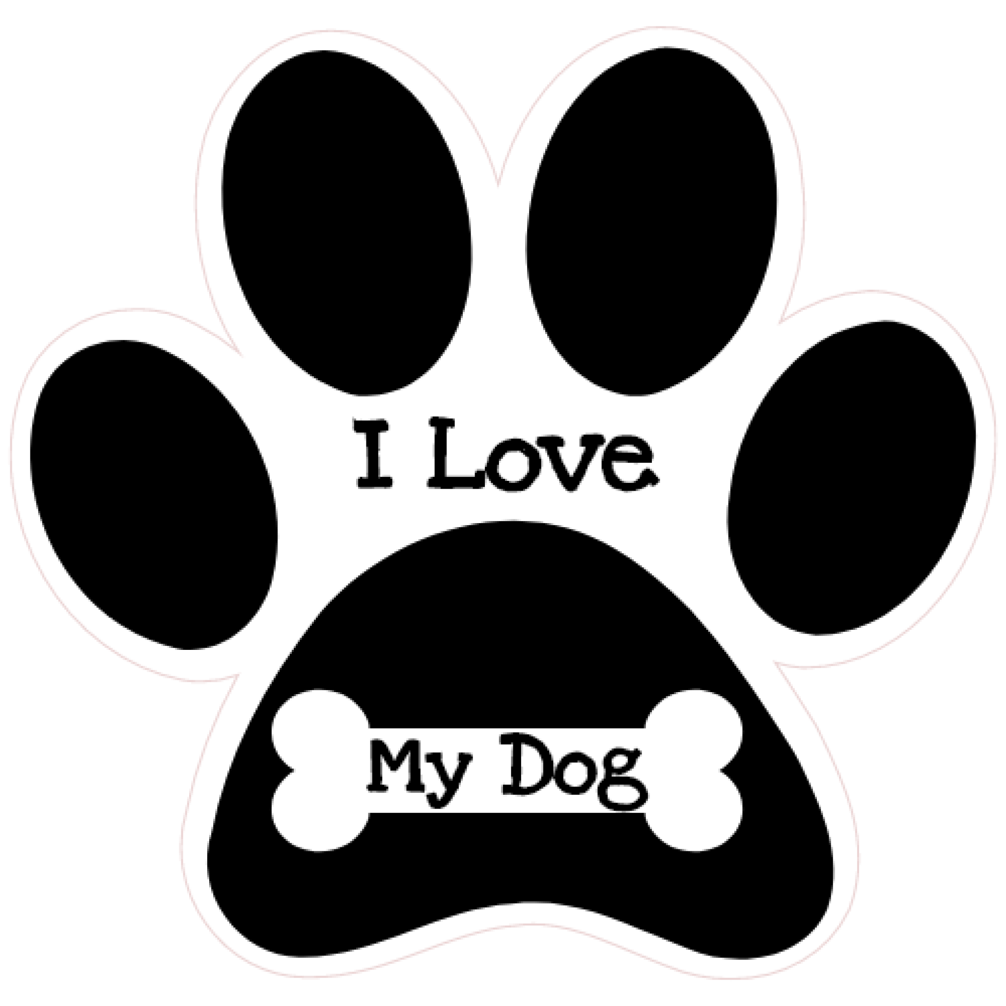 I Love My Dog Paw Print Sticker U.S. Custom Stickers