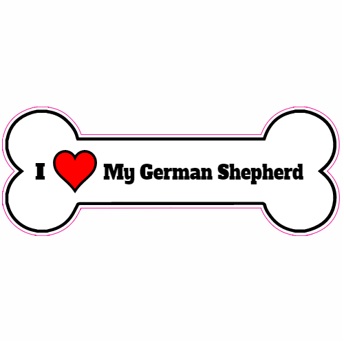 I Love My German Shepherd Bone Sticker - U.S. Custom Stickers