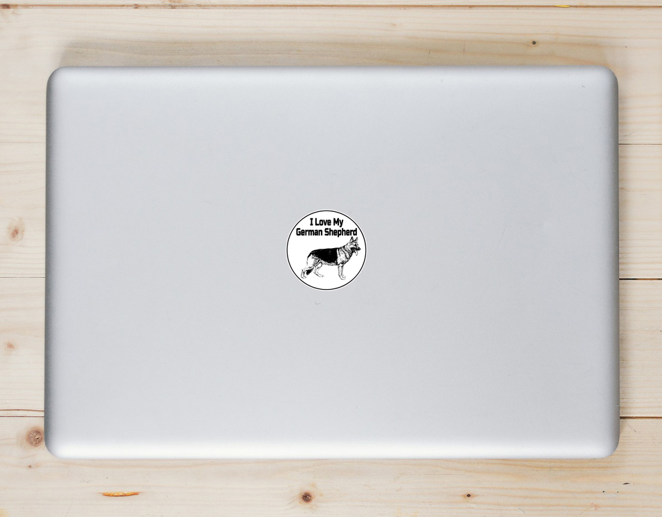 I Love My German Shepherd Circle Sticker - Laptop Decal - U.S. Custom Stickers