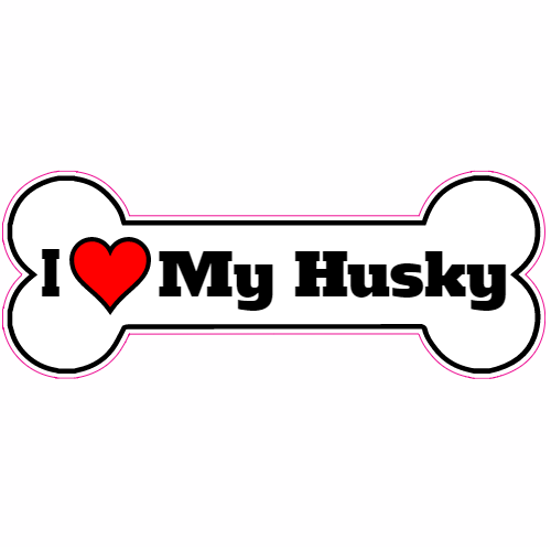 I Love My  Husky Dog Bone Bumper Sticker Decal DB 172