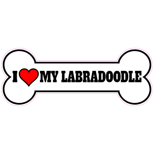 I Love My Labradoodle Dog Bone Decal - U.S. Customer Stickers
