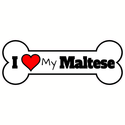 Love Maltese Dog Bone Vinyl Sticker Car Decal H93 Animals Pet Puppy Heart Canine