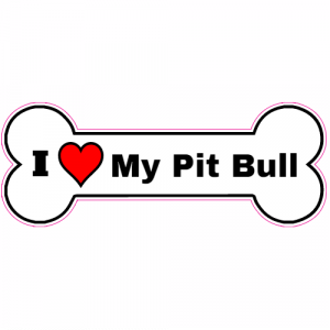 I Love My Pit Bull Bone Sticker - U.S. Custom Stickers