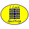 I Love Quilting Oval Sticker - U.S. Custom Stickers