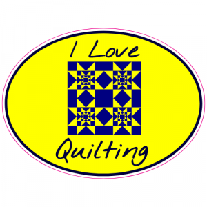 I Love Quilting Oval Sticker - U.S. Custom Stickers