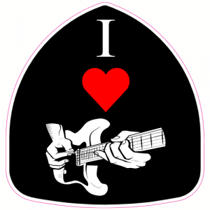 I Love To Rock Guitar Pick Sticker - U.S. Custom Stickers