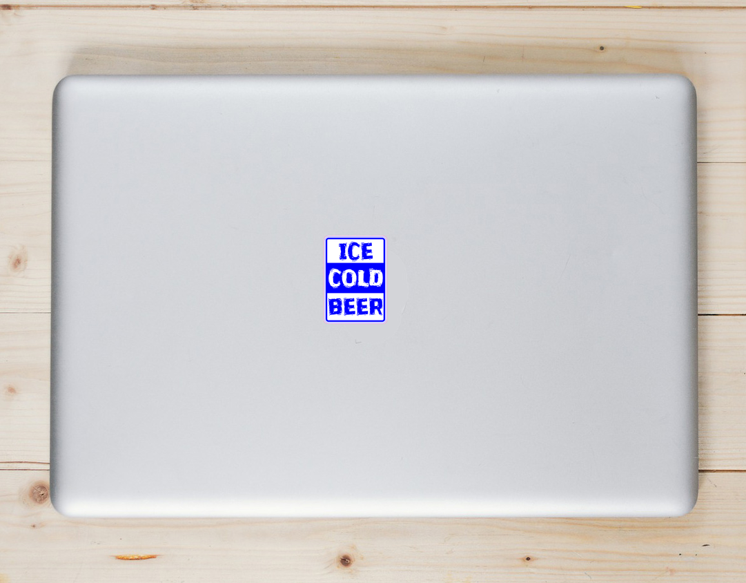 Ice Cold Beer Sign Sticker - Laptop Decal - U.S. Custom Stickers