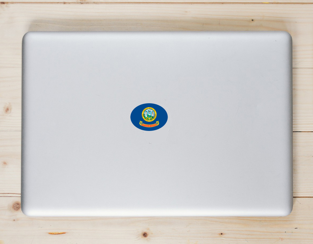 Idaho State Flag Oval Sticker - Laptop Decal - U.S. Custom Stickers