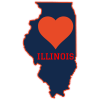 Illinois Heart State Shaped Decal - U.S. Customer Stickers