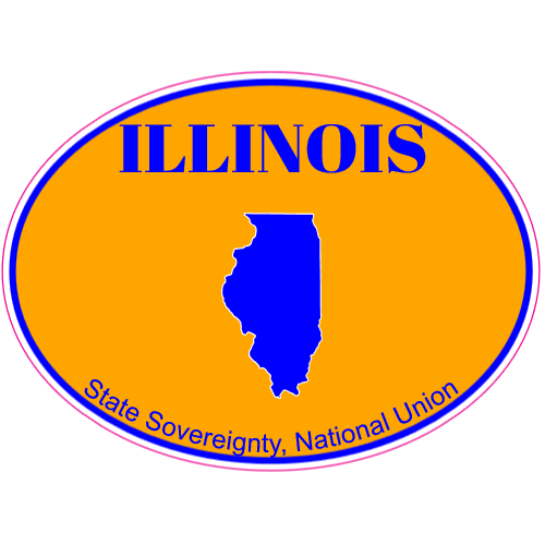 Illinois State Motto Blue Oval Decal - U.S. Custom Stickers