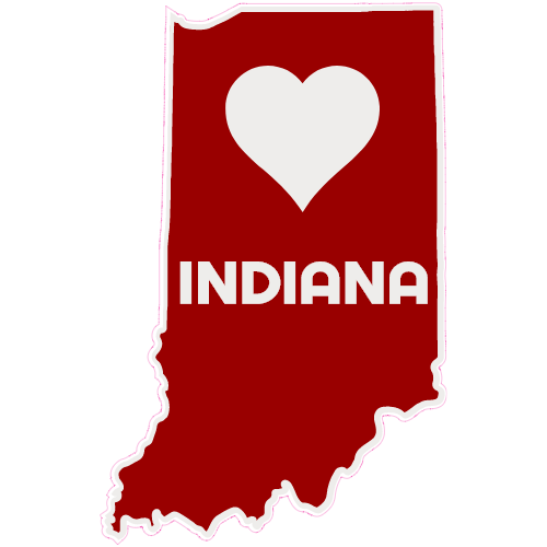 Indiana Heart State Shaped Decal - U.S. Customer Stickers