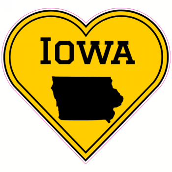 Iowa Black Gold Heart Shaped Decal - U.S. Customer Stickers
