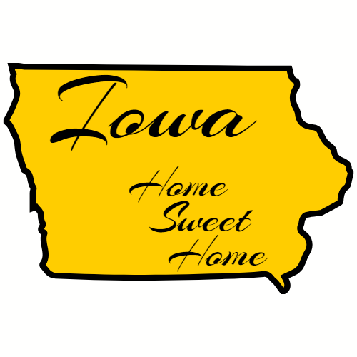Iowa Home Sweet Home State Shaped Decal - U.S. Customer Stickers