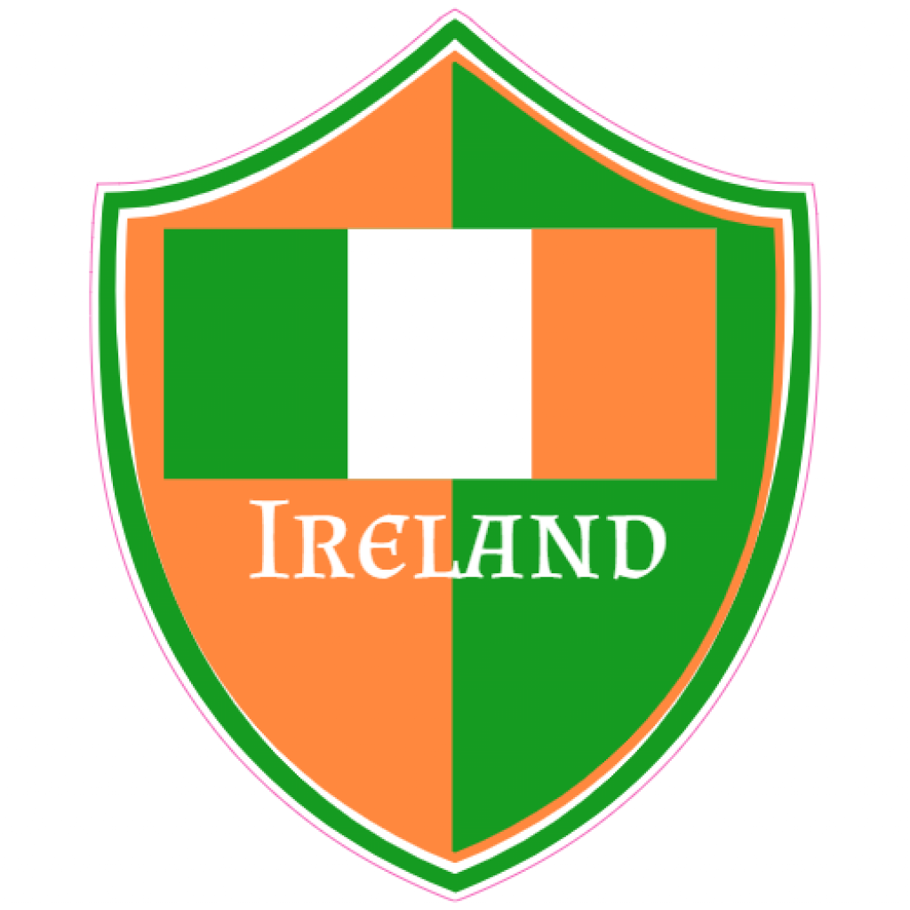 Custom Ireland Flag Shield Shaped Decal Sticker Printing