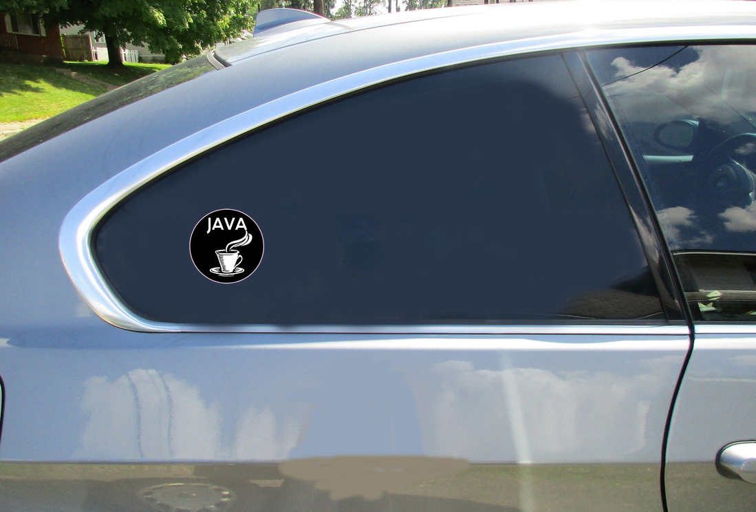Java Coffee Black Circle Sticker - Car Decals - U.S. Custom Stickers