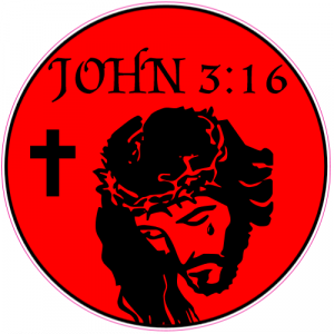 John 3:16 Jesus Red Circle Decal - U.S. Custom Stickers