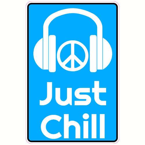 Just Chill Headphone Peace Decal - U.S. Customer Stickers