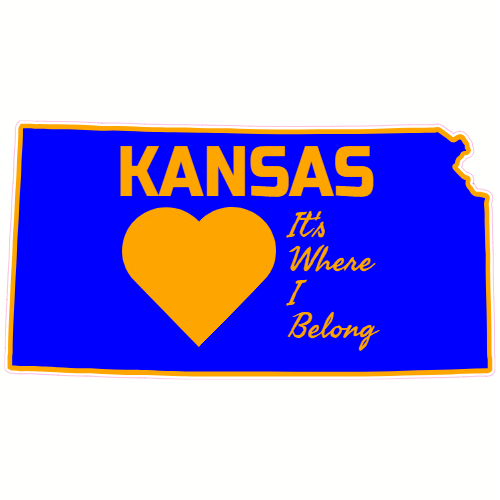 Kansas It's Where I Belong State Decal - U.S. Customer Stickers