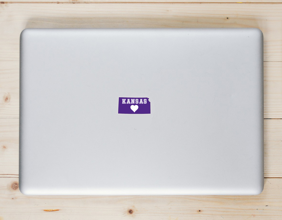 Kansas State Purple State Shaped Sticker - Laptop Decal - U.S. Custom Stickers