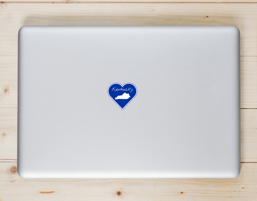 Kentucky Blue White Heart Sticker - Laptop Decal - U.S. Custom Stickers
