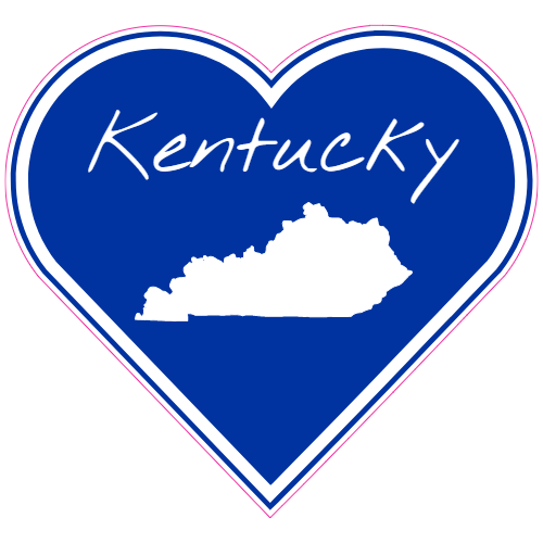 Kentucky Blue White Heart Decal - U.S. Customer Stickers