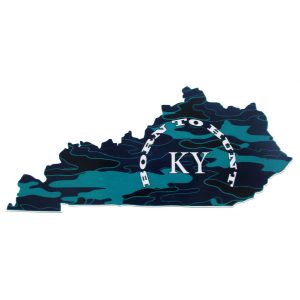 Kentucky Born To Hunt Camouflage State Sticker - U.S. Custom Stickers