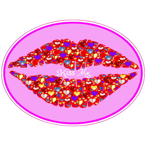 Kiss Me Lips Oval Decal - U.S. Customer Stickers