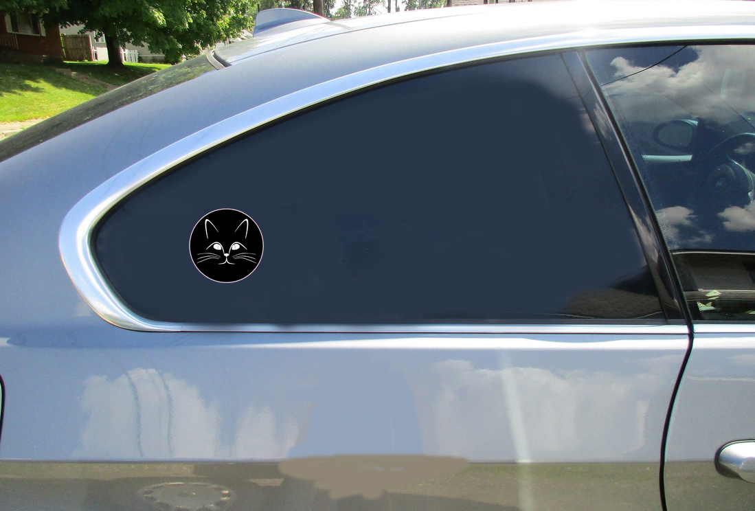 Kitty Cat Face Circle Sticker - Car Decals - U.S. Custom Stickers