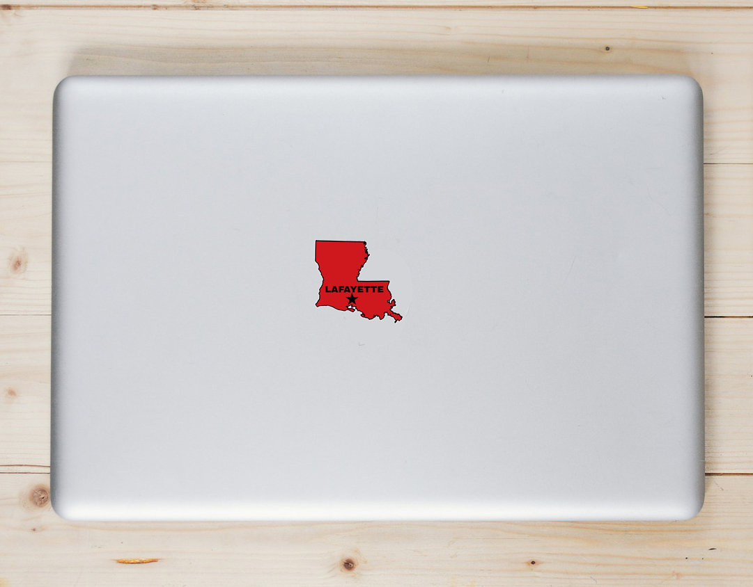 Lafayette Louisiana State Shaped Sticker - Laptop Decal - U.S. Custom Stickers