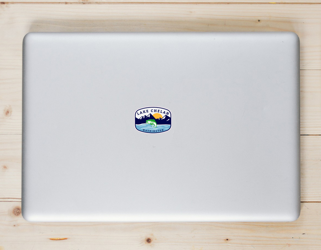 Lake Chelan Washington Fishing Sticker - Laptop Decal - U.S. Custom Stickers