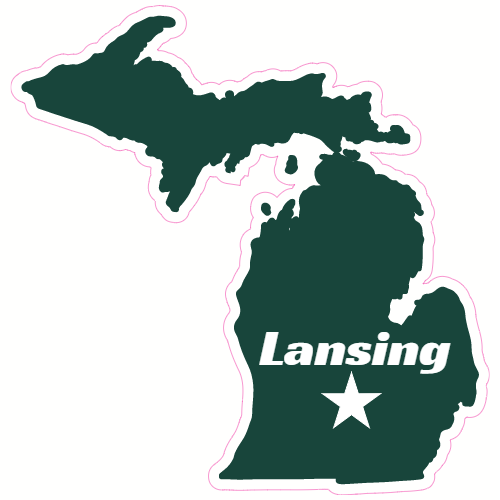 Lansing Michigan State Shaped Decal - U.S. Customer Stickers