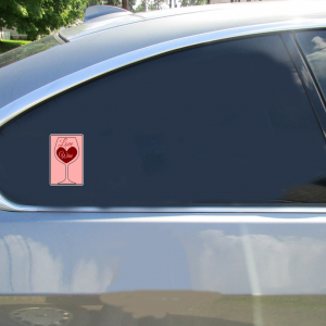 Love Wine Heart Glass Sticker - Car Decals - U.S. Custom Stickers