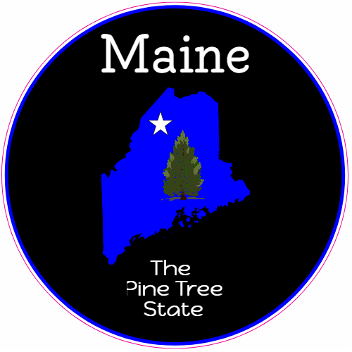Maine The Pine Tree State Sticker - U.S. Custom Stickers