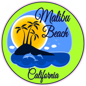 Malibu Beach California Sticker - U.S. Custom Stickers