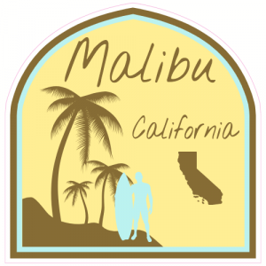 Malibu California Surf Sticker - U.S. Custom Stickers