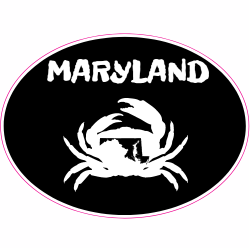 Maryland Crab State Oval Decal - U.S. Customer Stickers
