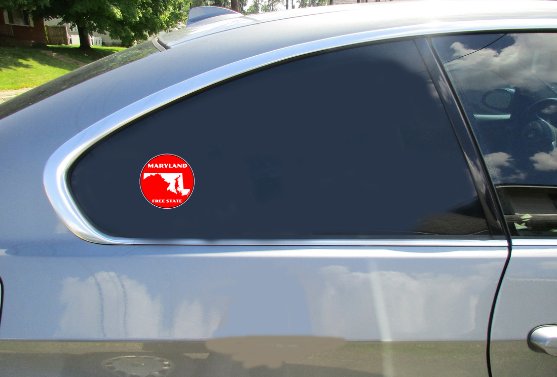Maryland Free State Red Circle Sticker - Car Decals - U.S. Custom Stickers