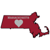 Massachusetts Heart State Shaped Decal - U.S. Customer Stickers