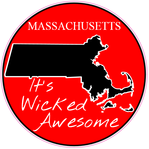 Massachusetts Wicked Awesome Red Circle Decal - U.S. Custom Stickers