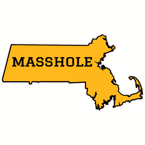 Masshole Gold Black State Shaped Decal - U.S. Customer Stickers