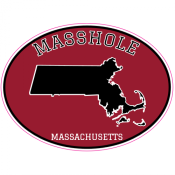 Masshole Massachusetts State Oval Sticker - U.S. Custom Stickers
