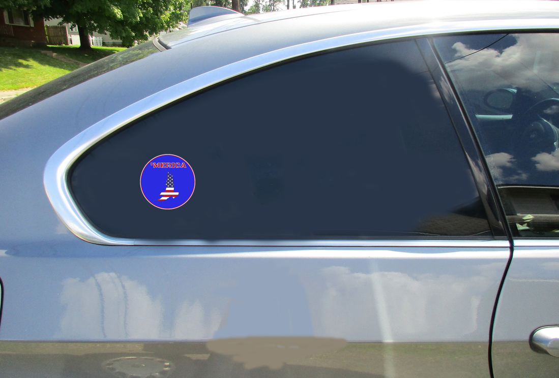 Merica American Flag Eagle Blue Circle Decal - Car Decals - U.S. Custom Stickers