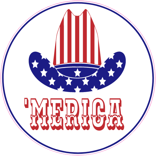'Merica Cowboy Hat Sticker - U.S. Custom Stickers